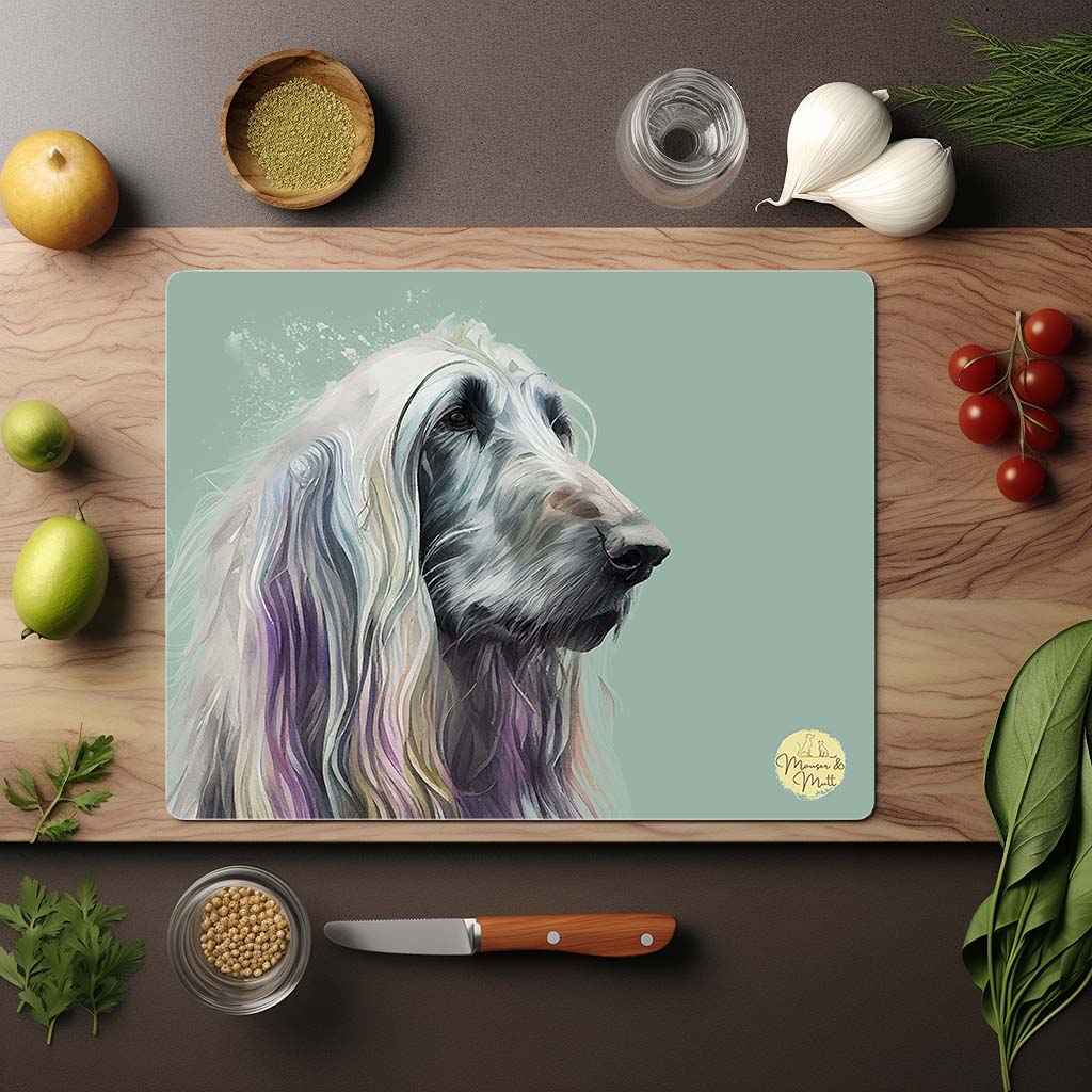 Afghan Hound Glass Chopping Board