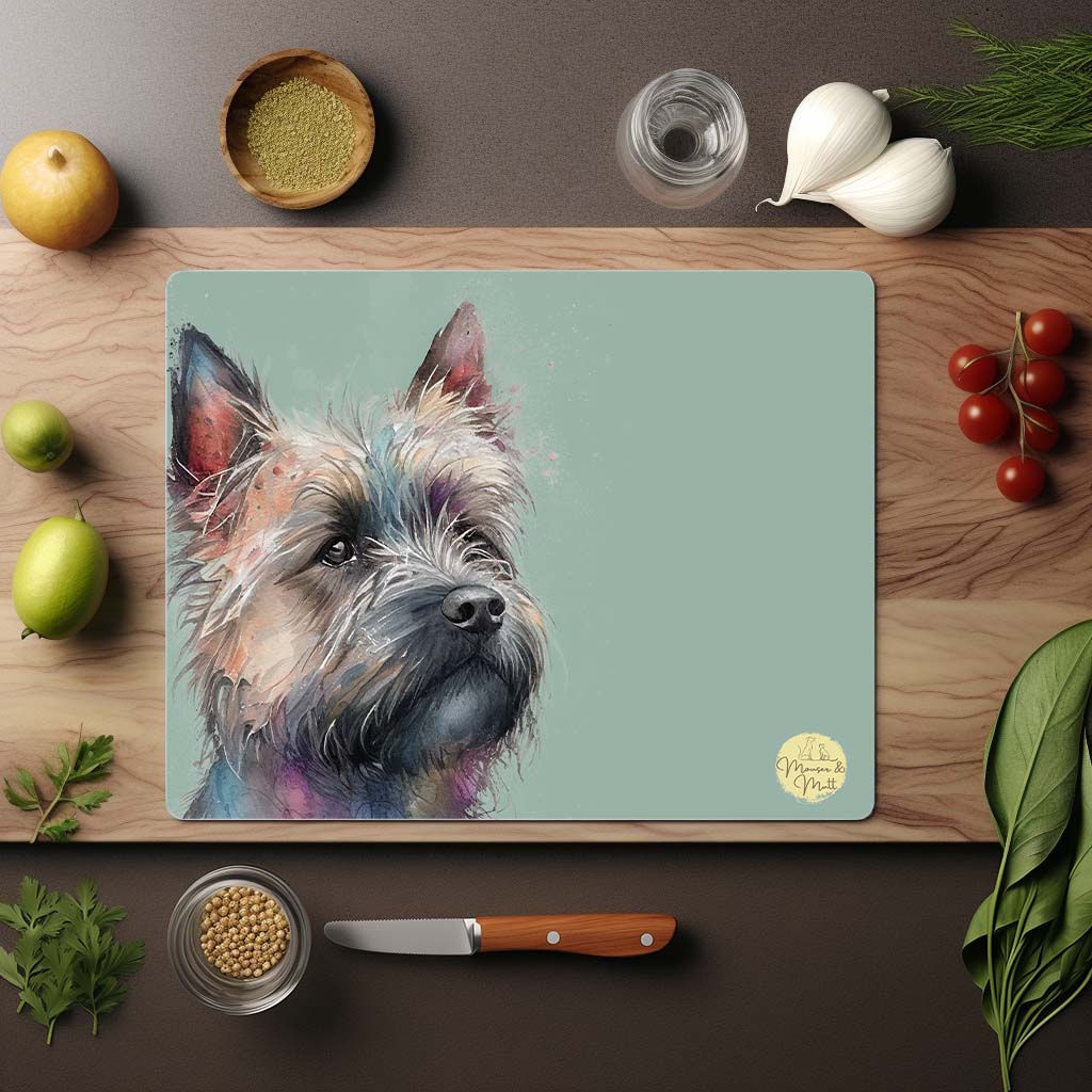 Cairn Terrier Glass Chopping Board