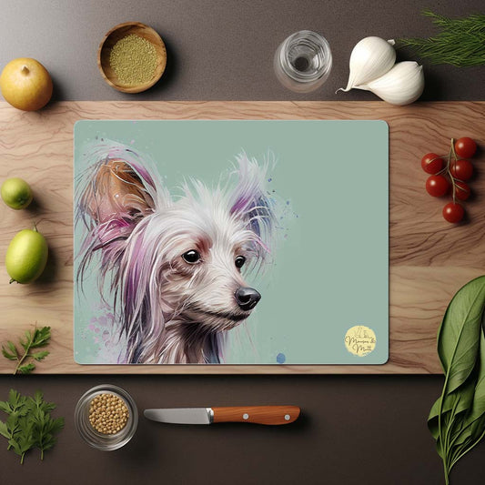 Chinese Crested Glass Chopping Board
