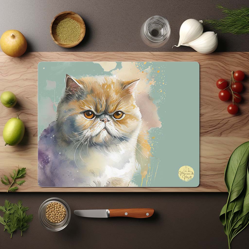 Exotic Shorthair Glass Chopping Board