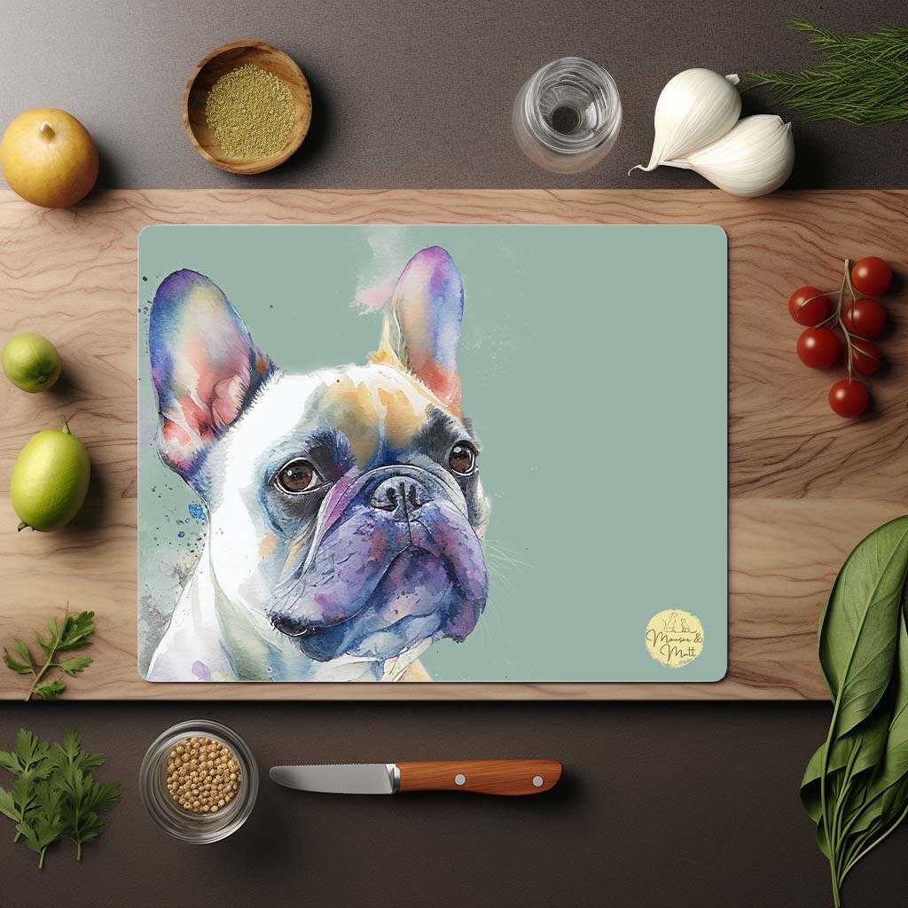 French Bulldog Glass Chopping Board