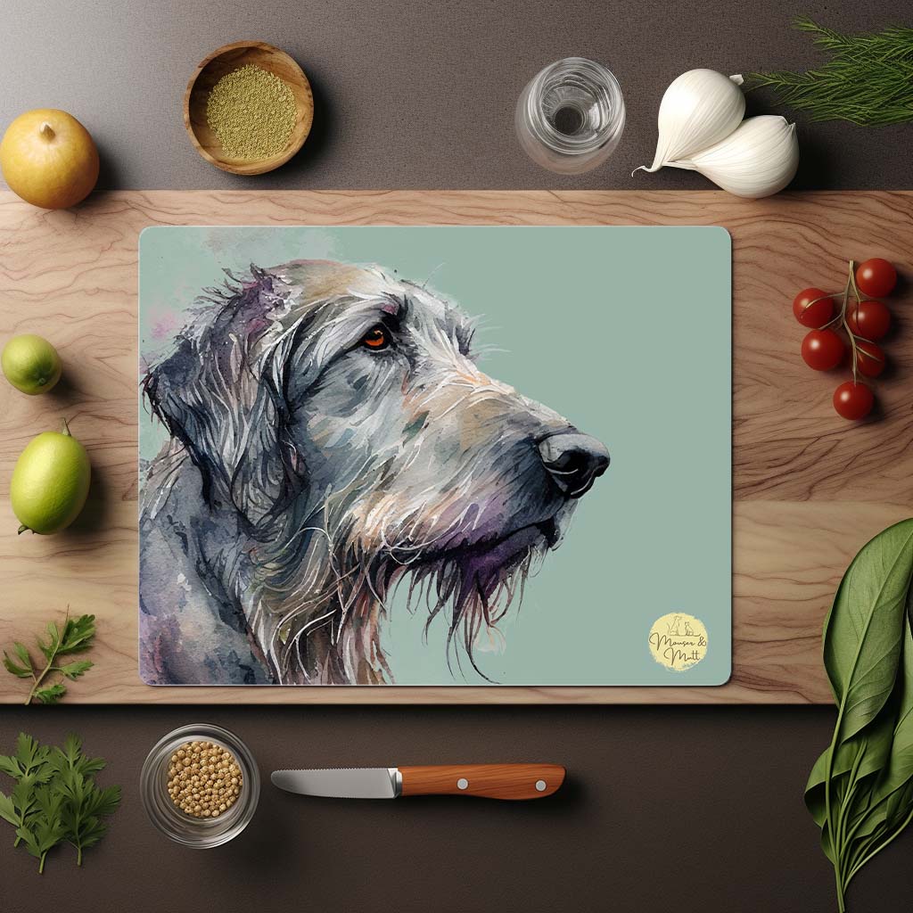 Irish Wolfhound Glass Chopping Board