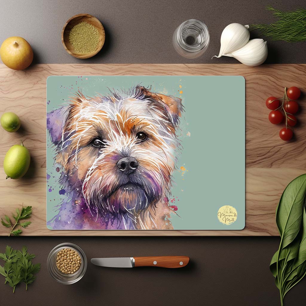 Norfolk Terrier Glass Chopping Board