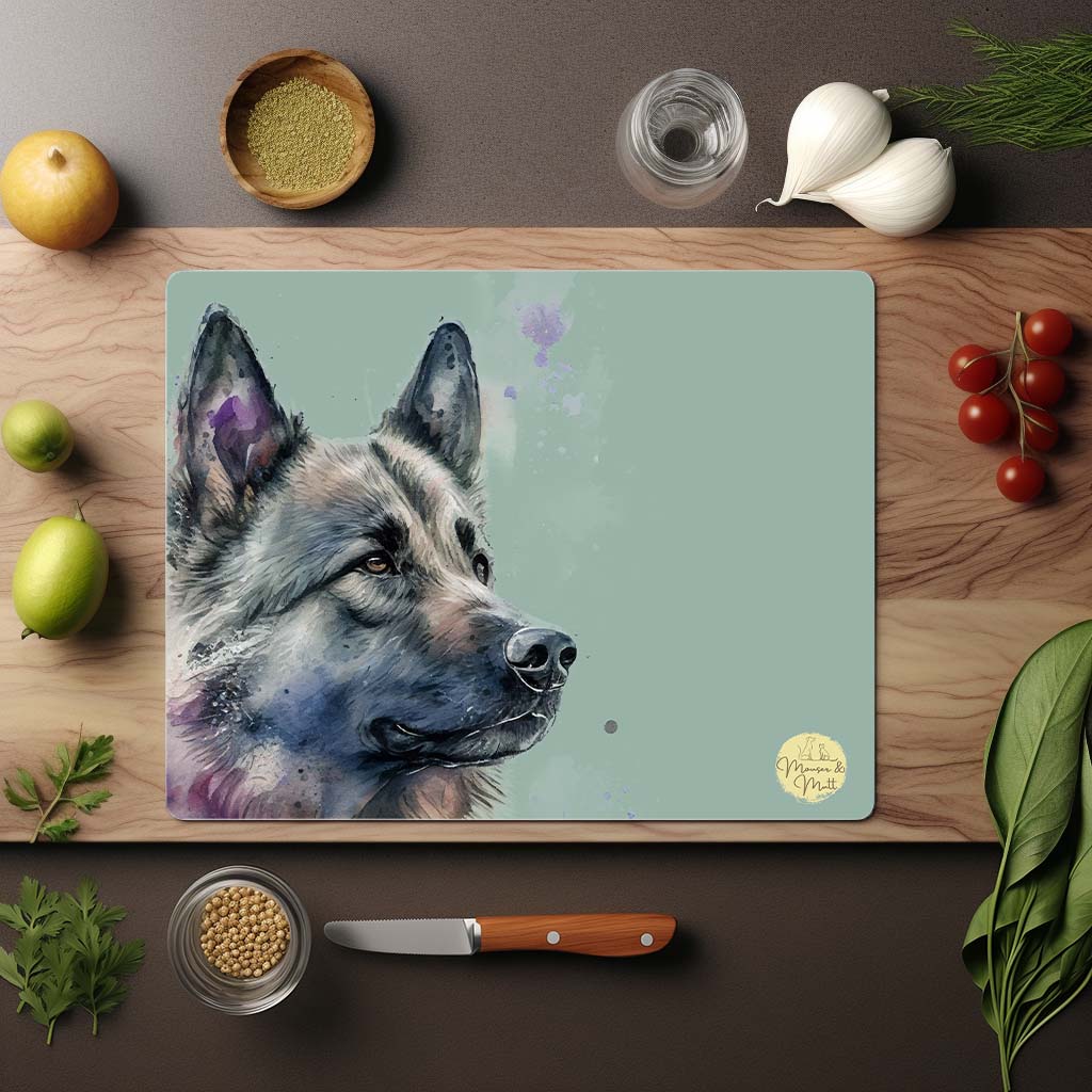 Norwegian Elkhound Glass Chopping Board