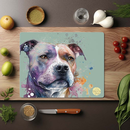 Staffordshire Bull Terrier Glass Chopping Board