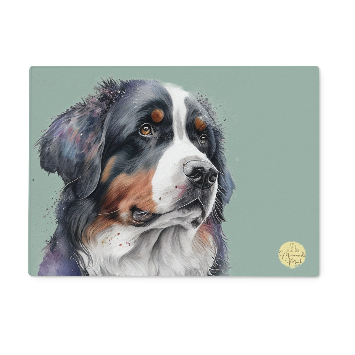 Bernese Mountain Dog Glass Chopping Board