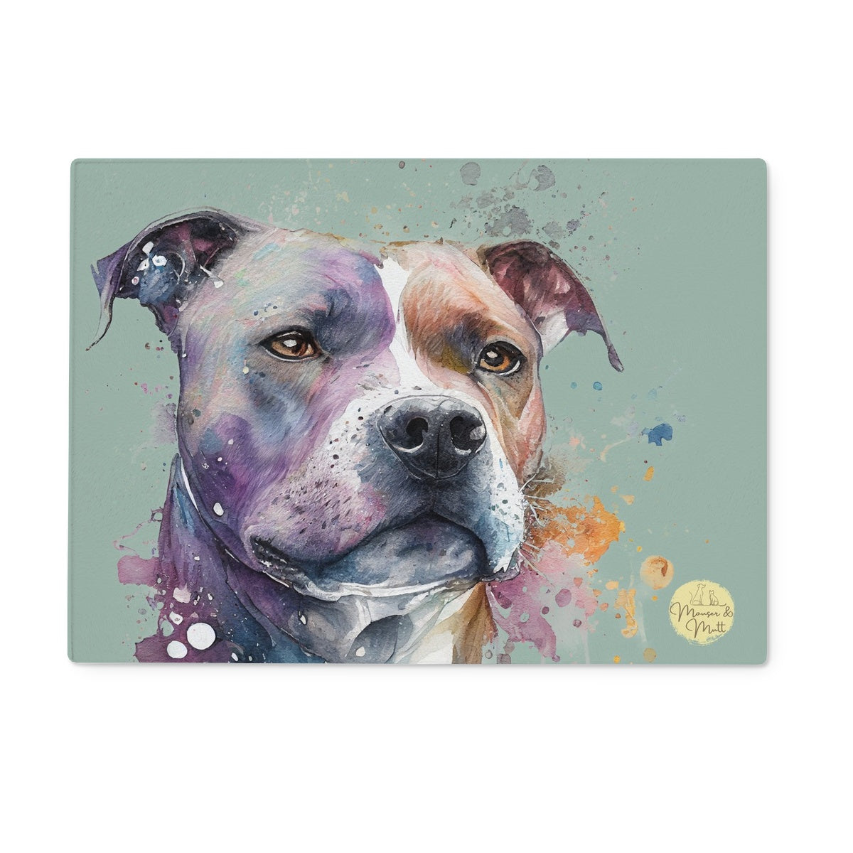 Staffordshire Bull Terrier Glass Chopping Board