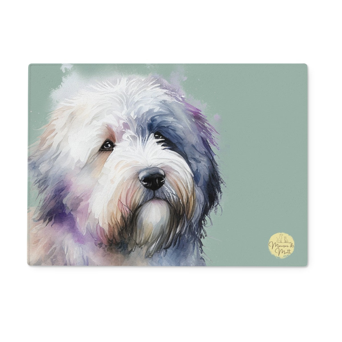 Old English Sheepdog Glass Chopping Board